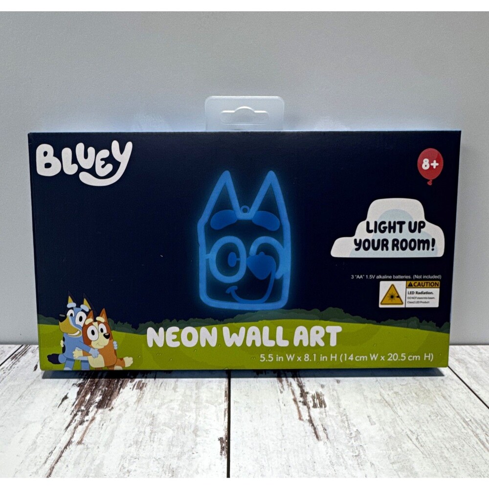 Bluey LED Night Light Neon Wall Art, Battery Powered, Wall Mounted, 5.5x8.1"